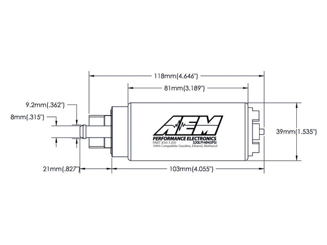 AEM 320LPH E85-Compatible High Flow In-Tank Fuel Pumps (Offset Inlet)